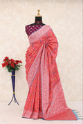 Traditional Paithani Soft Silk Saree with Elegant Pashmina Butti Weaving - LIGHT RED