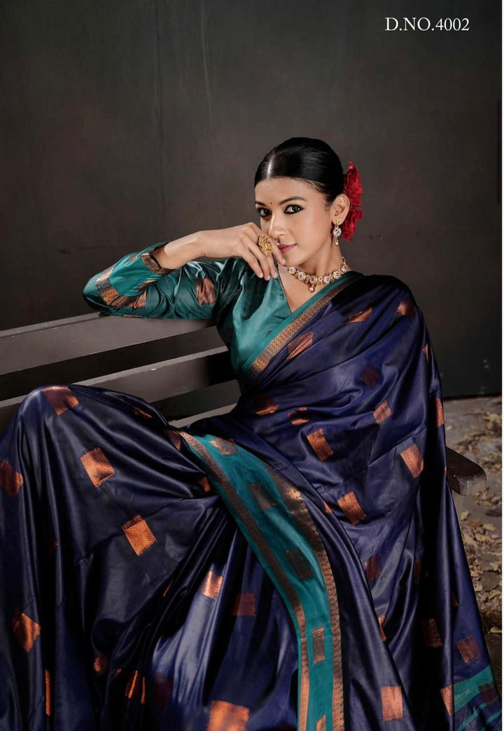 Contrast Border Traditional Silk Saree  PURPLE