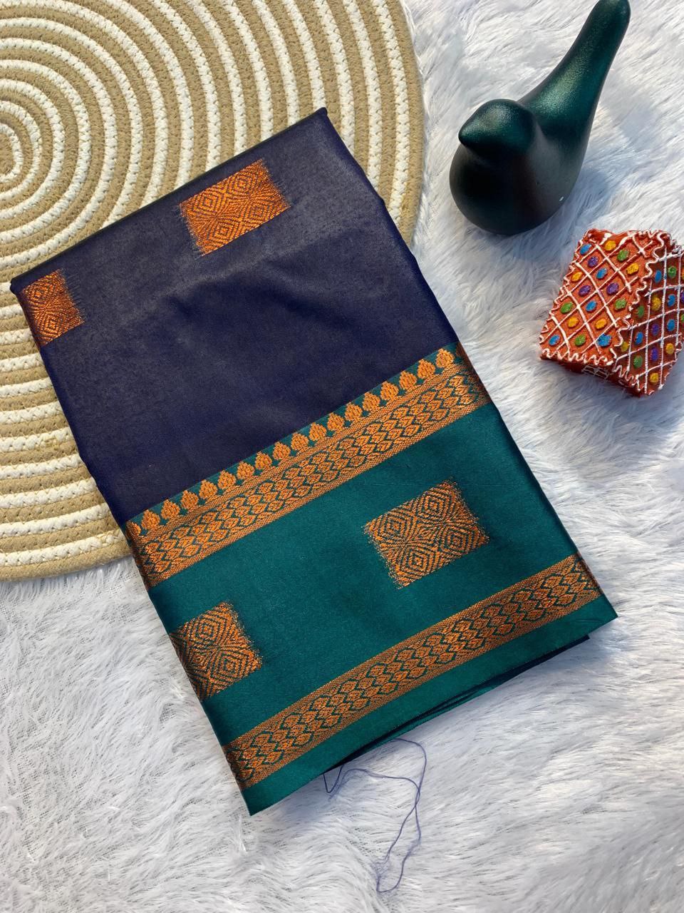 Contrast Border Traditional Silk Saree  PURPLE