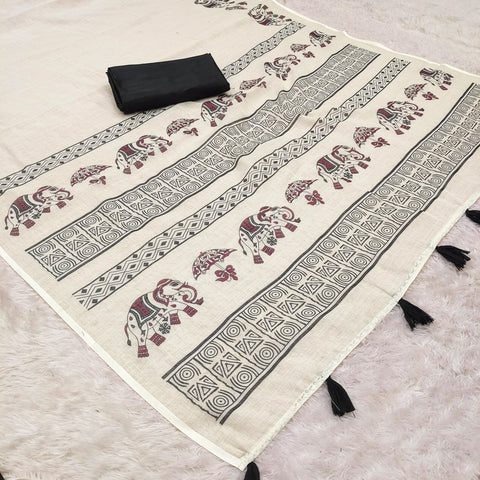 Traditional Elephant Elegance Saree