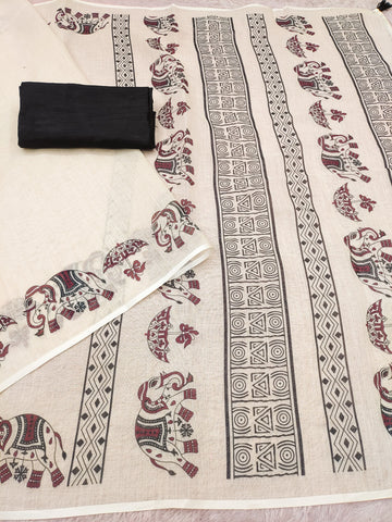 Traditional Elephant Elegance Saree