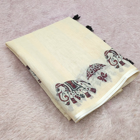 Traditional Elephant Elegance Saree