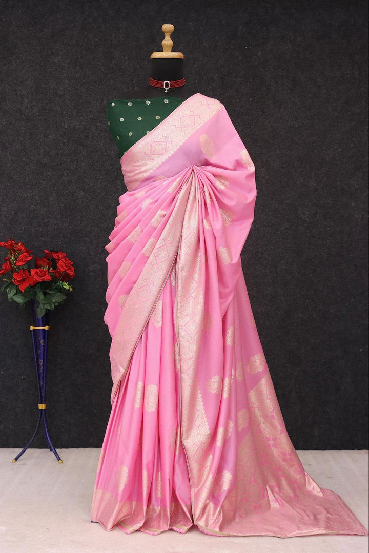 Designer Stapul Silk Saree With Rich Pallu - PINK