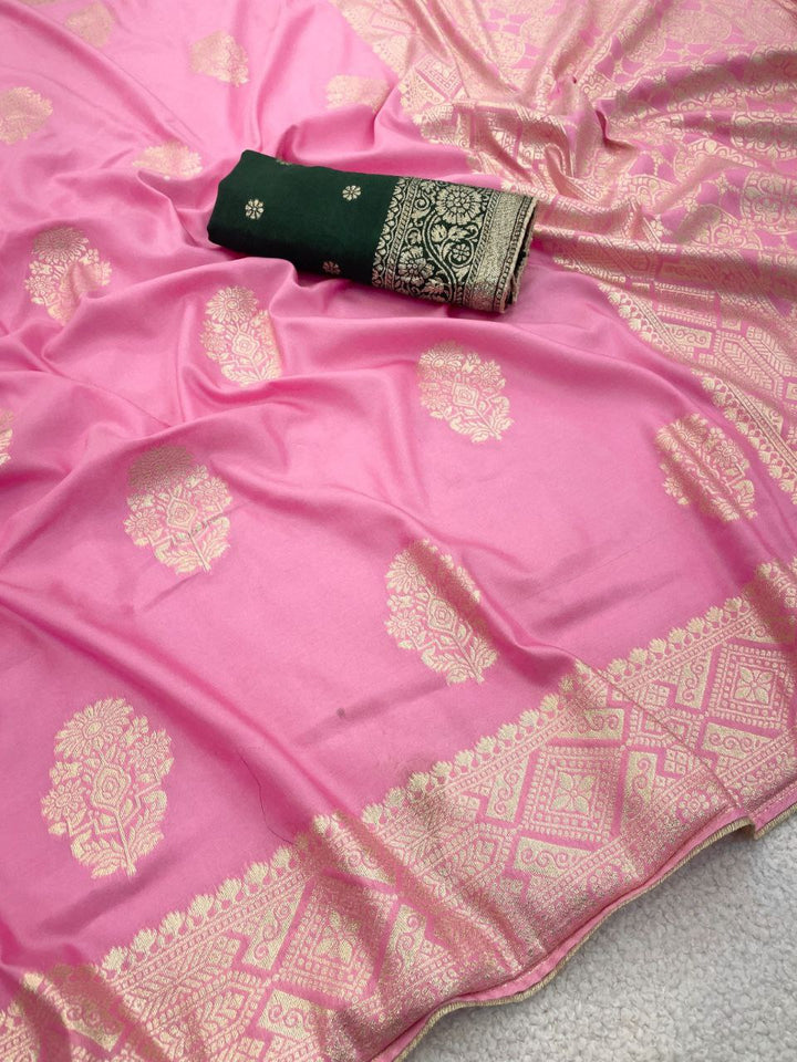 Designer Stapul Silk Saree With Rich Pallu - PINK
