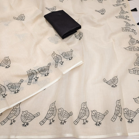 Sparrow Grace Linen Cotton Saree
