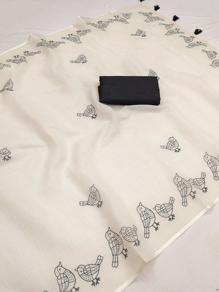 Sparrow Grace Linen Cotton Saree
