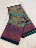 Elegant Floral Woven Saree with Intricate Heritage Border - MULTI COLOR