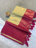 Radiant pista & rani pink Kanchipuram Pattu Silk Saree with Rich Zari Border