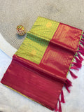 Radiant Parrot & rani pink Kanchipuram Pattu Silk Saree with Rich Zari Border