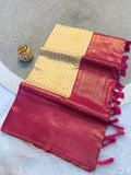 Radiant Off whie & rani pink Kanchipuram Pattu Silk Saree with Rich Zari Border