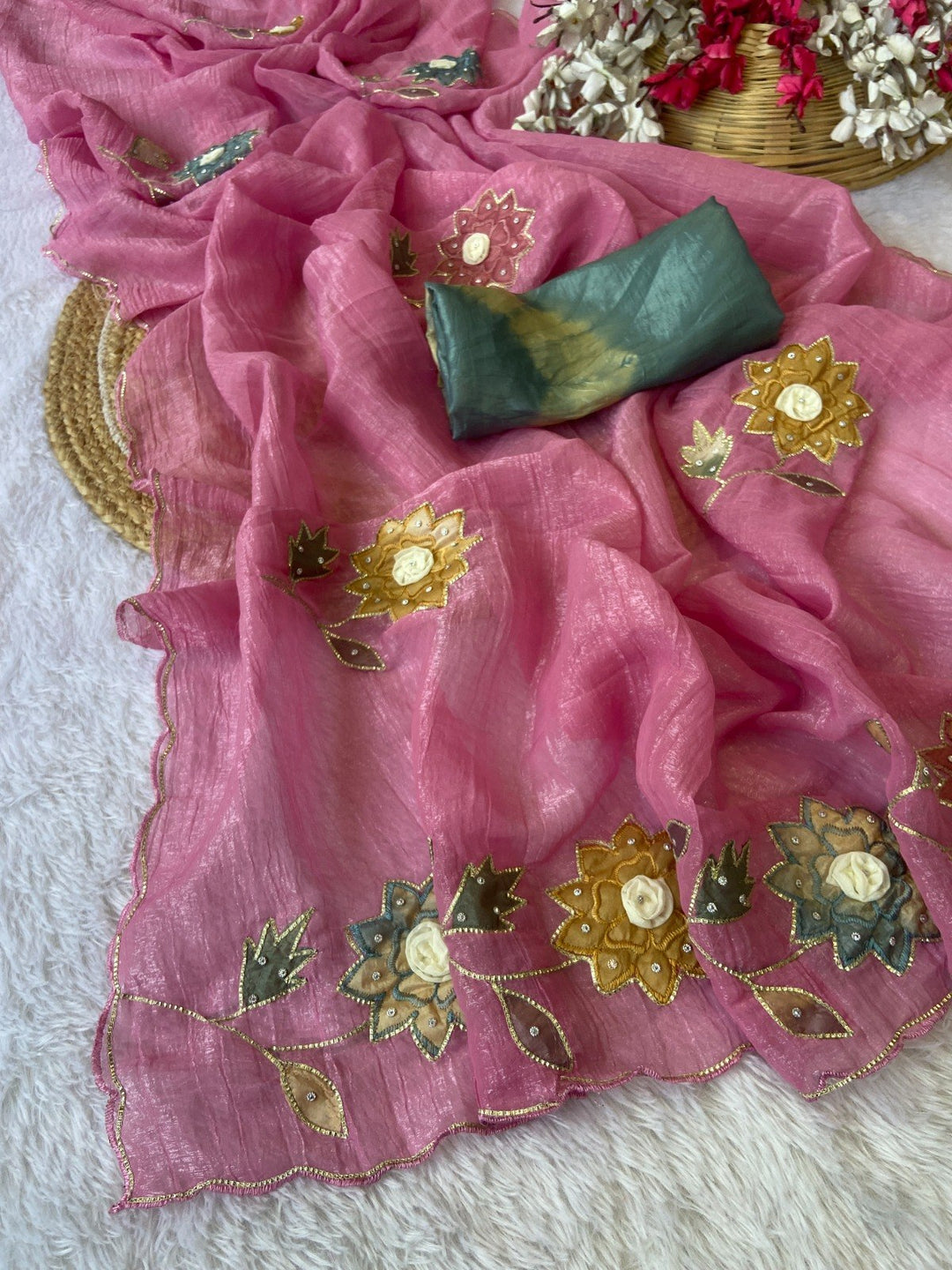 Boutique Collection Handwork Saree - PINK