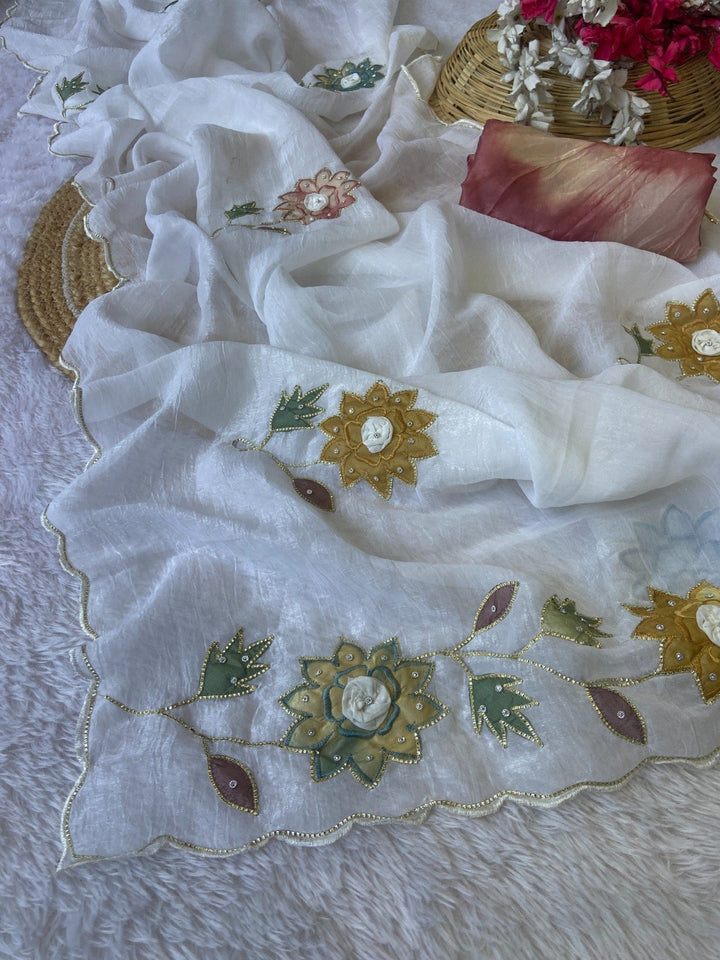 Boutique Collection Handwork Saree - WHITE