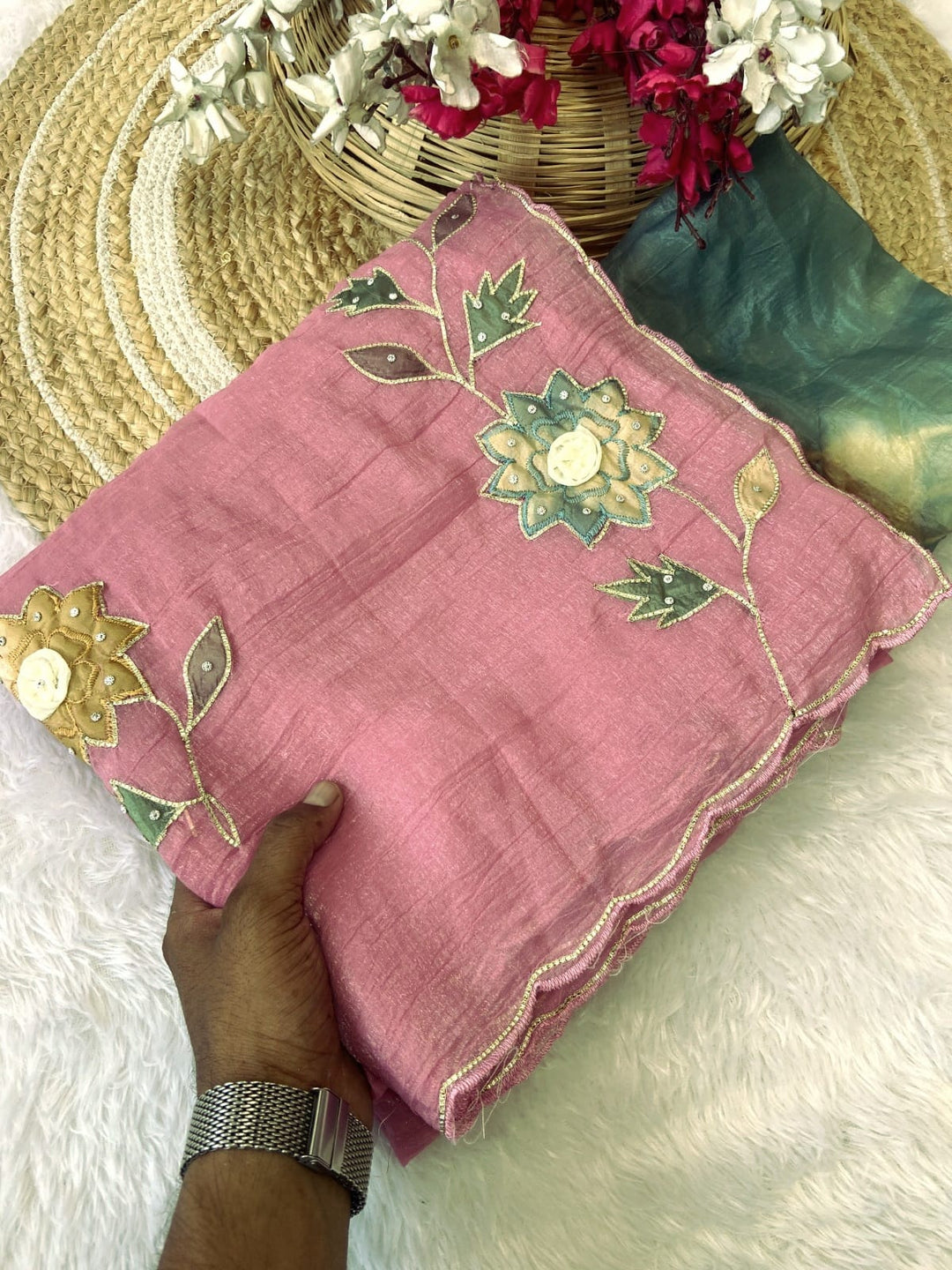 Boutique Collection Handwork Saree - BABY PINK
