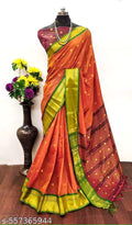 Premium Pura Aura Soft Silk Paithani Saree with Rich Traditional Weaving - ORANGE
