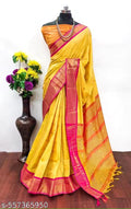 Premium Pura Aura Soft Silk Paithani Saree with Rich Traditional Weaving - YELLOW