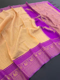 Heritage Silk Saree with Peacock Zari Border & Rich Woven Pallu - CREAM
