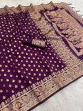 Royal Purple Banarasi Silk Saree with Rich Zari Woven Border & Elegant Pallu