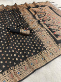 Royal Black Banarasi Silk Saree with Rich Zari Woven Border & Elegant Pallu
