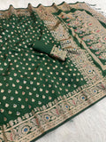Royal Green Banarasi Silk Saree with Rich Zari Woven Border & Elegant Pallu