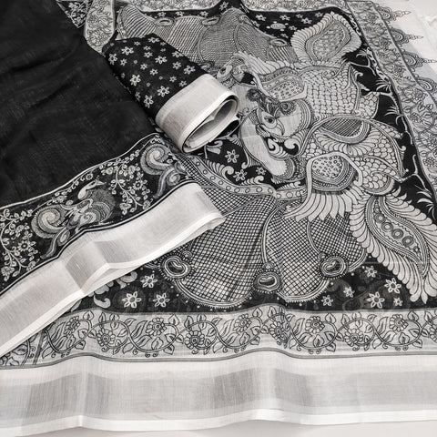 Classic Handloom Printed Saree with Zari Border