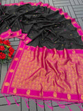 Elegant Kalyani Cotton Silk Saree with Gold Jari Weaving - BLACK