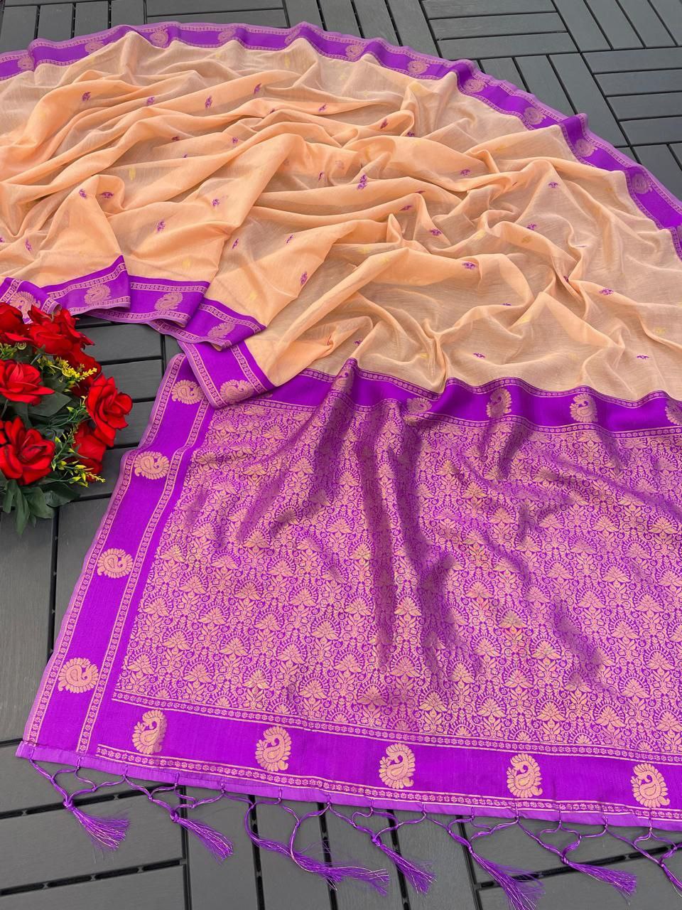 Elegant Kalyani Cotton Silk Saree with Gold Jari Weaving - CREAM