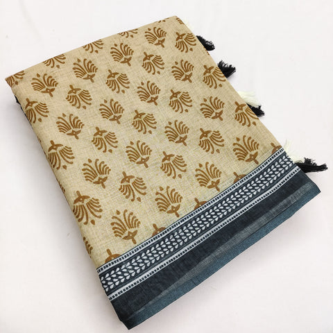 Tribal Grace Printed Linen Saree