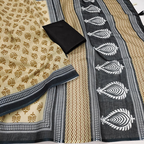 Tribal Grace Printed Linen Saree