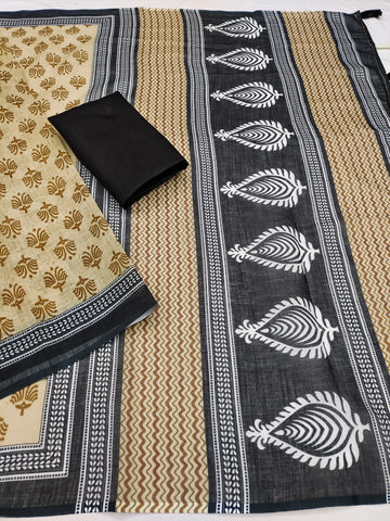 Tribal Grace Printed Linen Saree