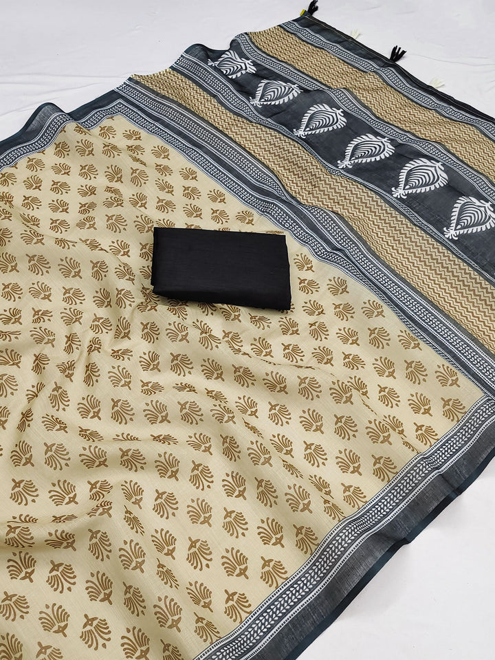 Tribal Grace Printed Linen Saree