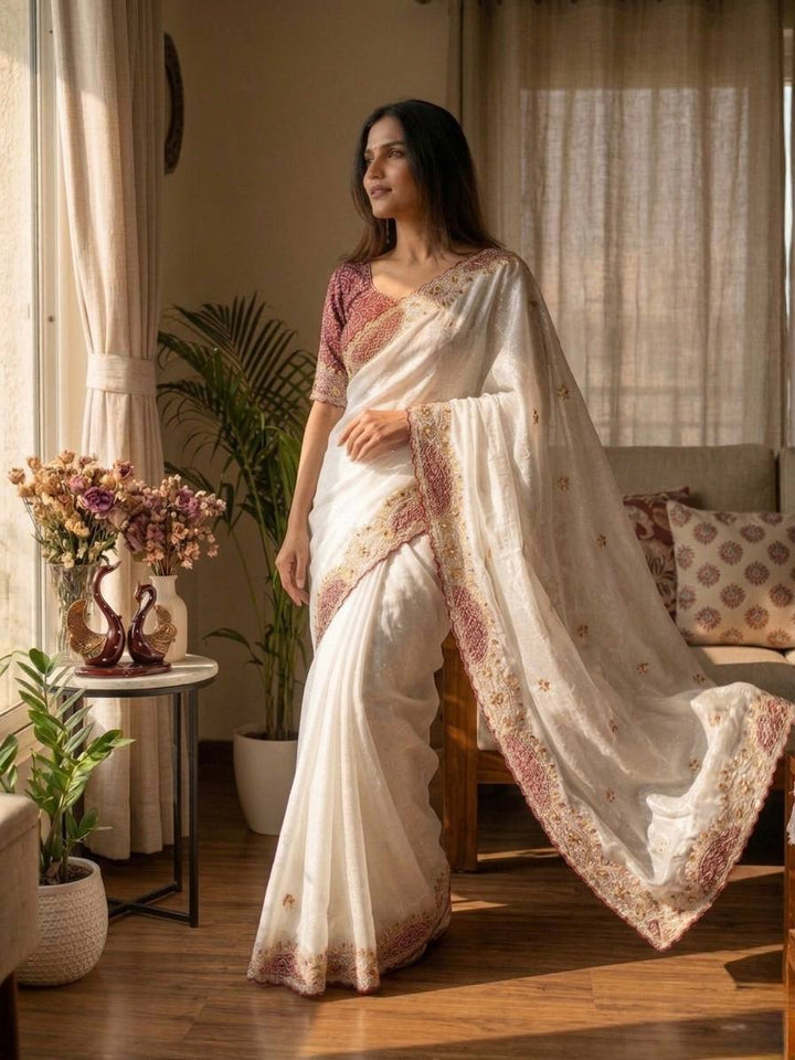 Premium Soft Crunchy Party Wear Saree with Designer Scallop Border