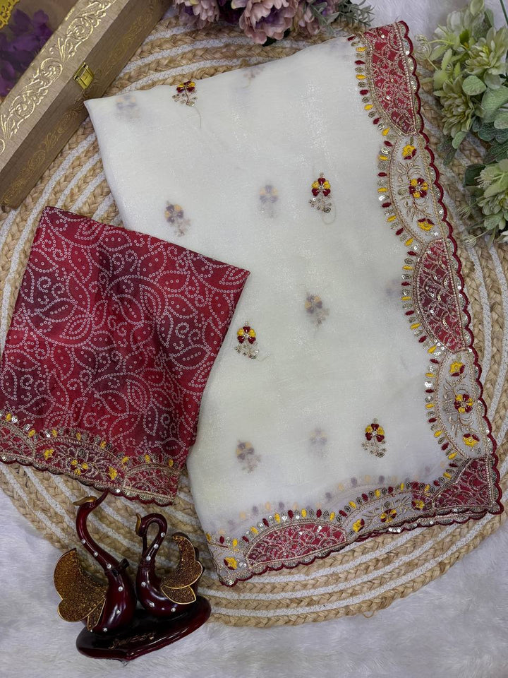 Premium Soft Crunchy Party Wear Saree with Designer Scallop Border