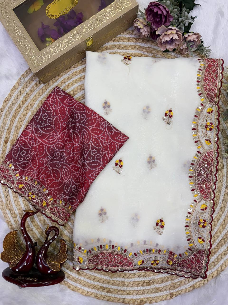 Premium Soft Crunchy Party Wear Saree with Designer Scallop Border