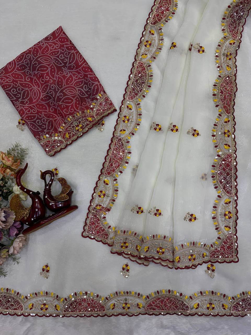 Premium Soft Crunchy Party Wear Saree with Designer Scallop Border