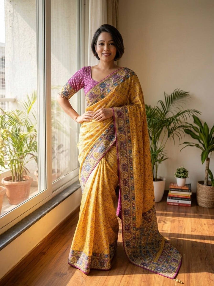 Royal Mirror Grace Soft Chinnon Designer Saree