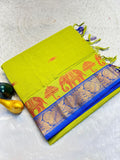 Classic Elephant Motif Designer Saree - PARROT