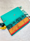 Classic Elephant Motif Designer Saree - SKY