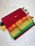 Classic Elephant Motif Designer Saree - MAROON