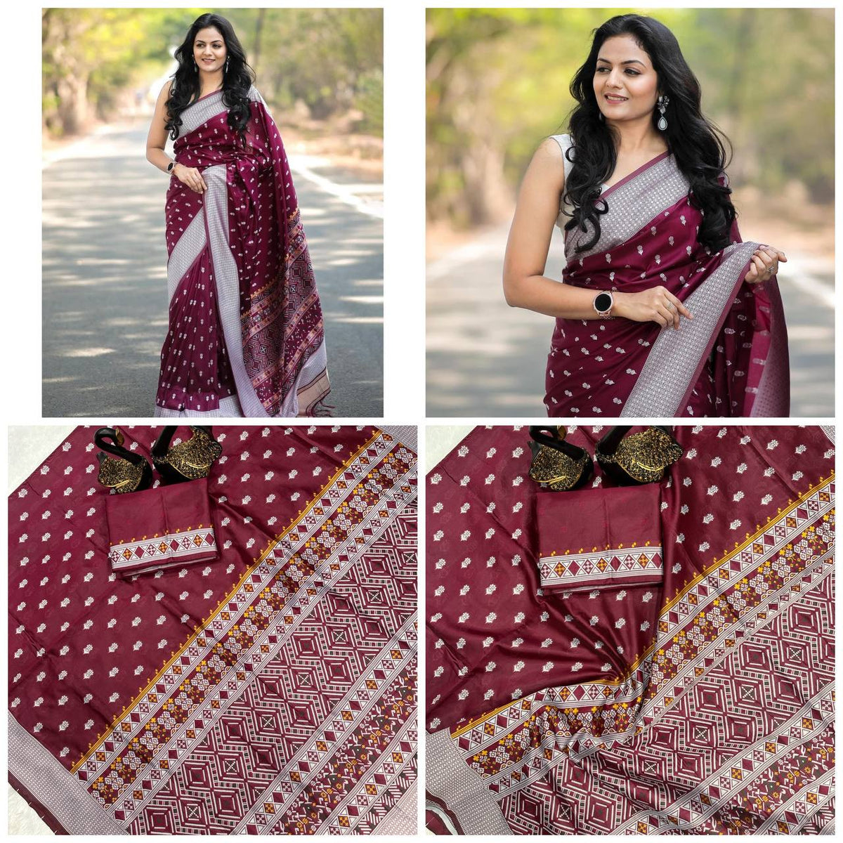 Woven Banarasi Jacquard Saree  (Maroon)