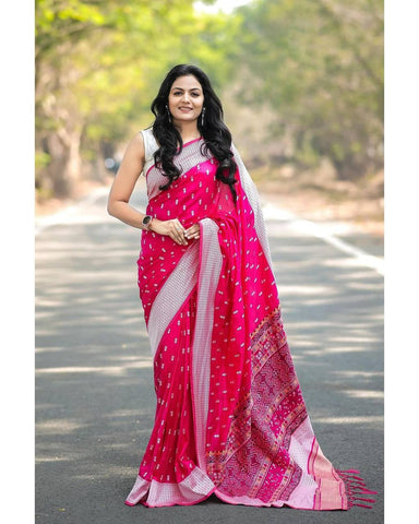 Woven Banarasi Jacquard Saree (pink)