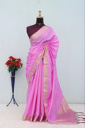 Majestic Emerald  Traditional Silk Saree with Intricate Temple Zari Weaving -LIGHT PINK