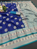 Royal Blue Jacquard Elegance Saree with Designer Pallu