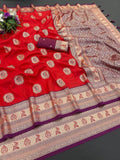 Royal RED Jacquard Elegance Saree with Designer Pallu