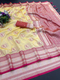 Royal LIGHT YELLOW Jacquard Elegance Saree with Designer Pallu