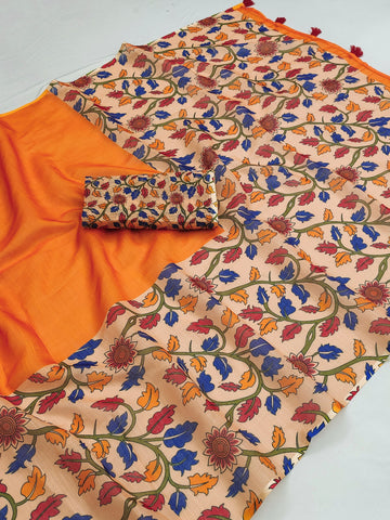 Kalamkari Heritage Linen Cotton Saree