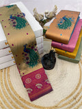 Maharani Mayura Premium Silk Saree with Regal Peacock Motifs and Heritage Woven Pallu -CREAM