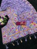 Soft Silk Saree With Paithani Border & Pashmina Weaving - PURPLE