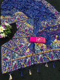 Soft Silk Saree With Paithani Border & Pashmina Weaving - BLUE