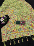 Soft Silk Saree With Paithani Border & Pashmina Weaving - PARROT
