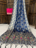 Maharani Vaibhavi Heritage Paithani Saree with Royal Motif Weaving - DARK BLUE